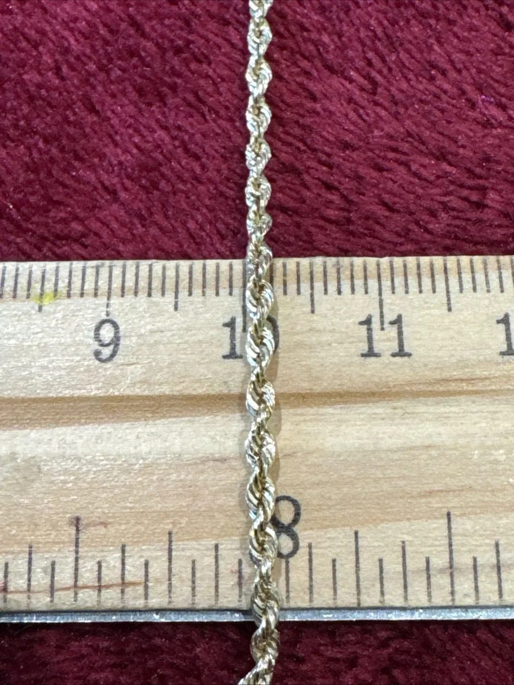 10K Yellow Gold Rope Chain 16” 2mm 1.4g Broken Needs Solder Lobster Clasp